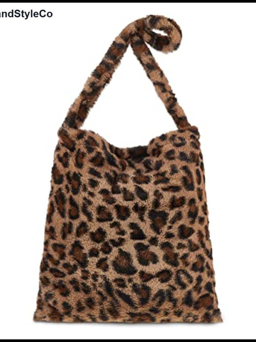 Leopard Print Faux Fur Tote Bag Soft Plush Shoulder Bag Winter Large